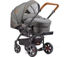 Gesslein Kombi-Kinderwagen F4 Air+, schwarz/cognac mit Tragetasche C2 Compact, citygrau/hellgrau Sterne, Handbremse; Made in Germany; Kinderwagen grau Baby Ab Geburt Altersempfehlung