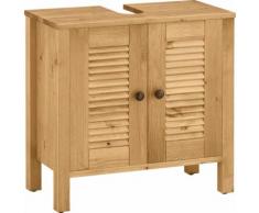 Home affaire Waschbeckenunterschrank Ayanna, aus Massivholz, Höhe 57 cm beige Bad-Waschbecken-Unterschränke Badmöbel