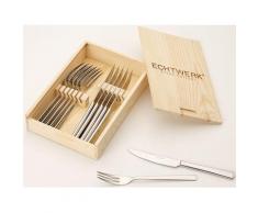 ECHTWERK Steakbesteck, (Set, 12 tlg.), Edelstahl 18/10, mit Holzkassette, Teile silberfarben Steakbesteck Grill SOFORT LIEFERBARE Haushaltsgeräte