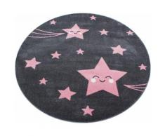 Kinderteppich Kids 610 Ayyildiz rund Höhe 12 mm maschinell gewebt, rosa, pink-grau