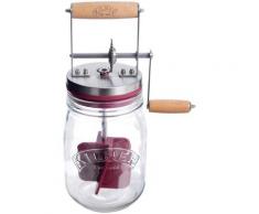 KILNER Vorratsglas (1-tlg 1 x Butterfass inkl Deckel mit Holz-Griff und Silikon-Rührbesen 1 Rezeptheft), farblos, transparent-edelstahlfarben-holzfarben