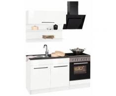 HELD MÖBEL Küchenzeile Tulsa, ohne E-Geräte, Breite 160 cm, schwarze Metallgriffe, hochwertige MDF Fronten weiß Küchenzeilen Geräte -blöcke Küchenmöbel