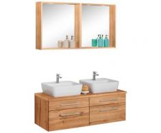 HELD MÖBEL Badmöbel-Set Davos, (3 St.), 2 Spiegel mit Touch-LED-Einbauleuchten braun Waschtische Badmöbel