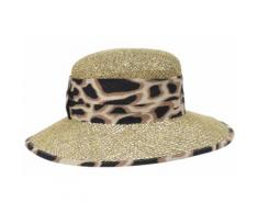 Seeberger Strohhut Glocke Seegras mit Leo Stoffumlage 54661-0, beige, Damen, Leinenoptik