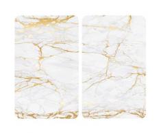 WENKO Herd-Abdeckplatte Universal Marmor Gold, (Set, 2 tlg.), für alle Herdarten grau Küchenaccessoires Wohnaccessoires