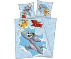 Kinderbettwäsche Tom & Jerry, mit witzigem Jerry Motiv blau Bettwäsche 135x200 cm nach Größe Bettwäsche, Bettlaken und Betttücher