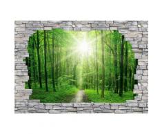3D Fototapete 3D Sunny Forest Mauer 384/260 cm, grün, grün