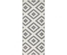 NORTHRUGS Läufer Malta, rechteckig, 5 mm Höhe, Flachgewebe, In- und Outdoor geeignet, Rauten-Design, Für Terasse Balkon, Flur Diele grau Teppichläufer Teppiche