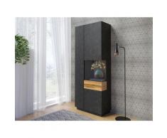 Vitrine SILKE Höhe 207 cm, grau, anthrazit Matera/votaneichefarben