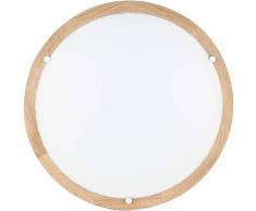 SPOT Light LED Deckenleuchte FRIDA, LED-Board, Warmweiß, LED-Lichtquelle integriert, wertiger Schirm aus Glas, Baldachin Einchenholz Massiv, Made in Europe weiß LED-Lampen LED-Leuchten Lampen Leuchten sofort lieferbar