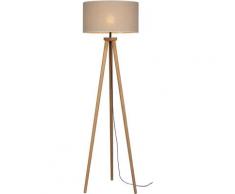 OTTO products Stehlampe Emmo, E27, Stehleuchte mit massivem Dreibein aus Kiefernholz, Naturprodukt FSC-Zertifikat, hochwertiger Textilschirm, Made in Europe braun Gemütliches Wohnzimmer
