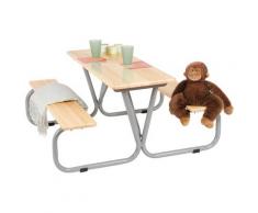 Pinolino Kindersitzgruppe Michel, Tisch mit 2 Sitzbänken, für Kinder ab 3 Jahren beige Kinderstühle Kindermöbel
