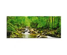Artland Glasbild Herbstwald Fluss Smolny grün Glasbilder Bilder Bilderrahmen Wohnaccessoires
