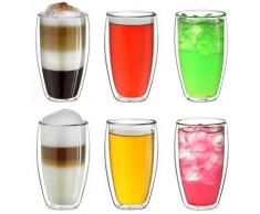 Creano Thermoglas, (Set, 6 tlg., 6er Set), hoch, 400 ml, 6-teilig farblos Doppelwandige Gläser Glaswaren Haushaltswaren Thermoglas