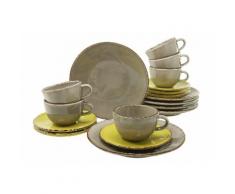 CreaTable Kaffeeservice "ORGANIC" (18-tlg) Steingut, grün, olivgrün-schlamm