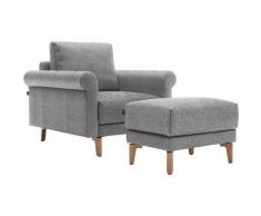 hülsta sofa Sessel hs.450, Armlehne Schnecke modern Landhaus, Breite 88 cm, Fuß Nussbaum, wahlweise Stoff oder Leder grau Ledersessel Wohnzimmer