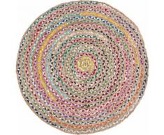Barbara Becker Teppich Ethno, rund, 4 mm Höhe, Flachgewebe, handgeflochten, Ø ca. 80 cm, Material: Jute & recycelte Baumwolle, Wohnzimmer bunt Schlafzimmerteppiche Teppiche nach Räumen