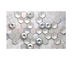 Komar Fototapete Hexagon Concrete 400/250 cm, silberfarben, silberfarben