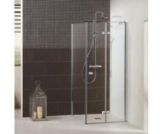 Dusbad Eckdusche Vital 1, (2 tlg.), Drehfalttür rechts, Breite: 750mm, mit Seitenwand, 900mm grau Bodenablauf Duschkabinen Duschen Bad Sanitär