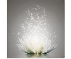 Artland Glasbild Magie der Lotus-Blume grau Glasbilder Bilder Bilderrahmen Wohnaccessoires
