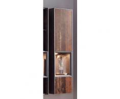 Hängevitrine Höhe 129 cm, schwarz, schwarzstahlfarben/Texas eichefarben