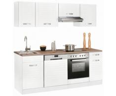 Küchenzeile Falun, mit E-Geräten, Breite 210 cm Fräsungen in den Fronten EEK D weiß Küchenzeilen Geräten -blöcke Küchenmöbel Arbeitsmöbel-Sets