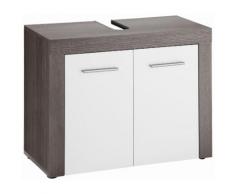 trendteam Waschbeckenunterschrank Miami, silberfarben, weiß matt/eichefarben rauchsilber