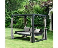 HOME DELUXE Pavillon Provence, (Set), BxT: 236x180 cm, mit Rattanbett und Schiebedach grau Pavillons Garten Balkon