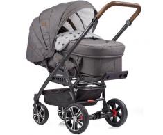 Gesslein Kombi-Kinderwagen F4 Air+, schwarz/tabak mit Tragetasche C2 Compact, grau meliert/Stern meliert, Made in Germany; Kinderwagen Baby Ab Geburt Altersempfehlung