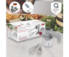 ADE Zerkleinerer KG2156, 45 W, mit Akku (Zerkleinerer, Handmixer, Rührer) elektrisch, Handmixer ohne Strom, kabelloser Mixer, Gemüseschneider, elektrischer Schneebesen, 3 h Akkulaufzeit grau Mixer Haushaltsgeräte