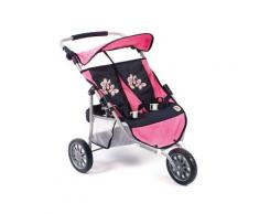 CHIC2000 Puppen-Zwillingsbuggy "Zwillings-Jogger pink checker", rosa, pink