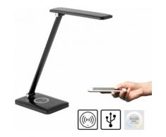 Leuchten Direkt LED Tischleuchte FLORENTINA, LED-Board, 1 St., Warmweiß-Kaltweiß-Neutralweiß, Schreibtischlampe mit Touchdimmer, Farbtemperatursteuerung (2700-5700K), Ladefunktion für Handy über USB oder kabellos per Induktion schwarz LED-Lampen...
