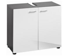 trendteam Waschbeckenunterschrank Tetis, weiß, grau matt/weiß Hochglanz