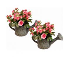 Kunstpflanze Wildrosen in Gießkanne (2er Set) (Set 2 Stück), rosa, rosa