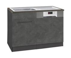HELD MÖBEL Spülenschrank Tulsa, 110 cm breit, inkl. Tür/Sockel für Einbaugeschirrspüler, schwarzer Metallgriff, hochwertige MDF Front, Einbauspüle aus Edelstahl grau Spülenschränke Küchenschränke Küchenmöbel