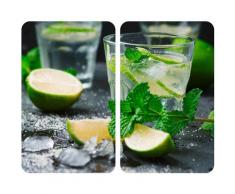 WENKO Herd-Abdeckplatte Mojito, (Set, 2 tlg.), rutschfesten Spezialfüße grün Küchenaccessoires Wohnaccessoires