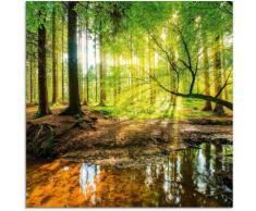 Artland Glasbild Wald mit Bach, Wald, (1 St.) grün Glasbilder Bilder Bilderrahmen Wohnaccessoires