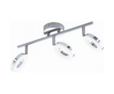 Eglo LED Deckenleuchte Badleuchte 3flg Länge 62 cm GONARO, silberfarben, chromfarben-weiß