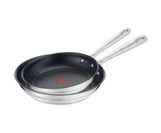 Tefal Pfannen-Set Jamie Oliver Brushed (E011S2) (Set 2-tlg), silberfarben, edelstahlfarben-schwarz