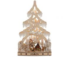 LED Baum Schneelandschaft, Warmweiß, mit Hütte und Skifahrern, Höhe ca. 48 cm beige LED-Lampen LED-Leuchten Lampen Leuchten sofort lieferbar