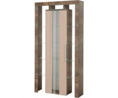 Places of Style Vitrine Lima Höhe 196 cm, braun, Stahlfarben-braun/Cappuccino Hochglanz