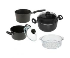 SKK Topf-Set Serie 9, Aluminiumguss, (Set, 5 tlg., (3 Töpfe, 2 Deckel, 1 Dünsteinsatz), Made in Germany schwarz Topfsets Töpfe Haushaltswaren