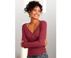 Langarmshirt S.OLIVER rot Damen Shirts Sweatshirts aus geripptem Stoff mit Knopfleiste