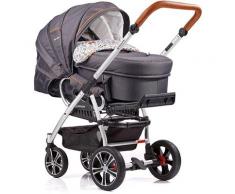 Gesslein Kombi-Kinderwagen F4 Air+, Eloxiert Cognac mit Tragetasche C1 Lift, Reh blau Kinder Kombikinderwagen Kinderwagen Buggies