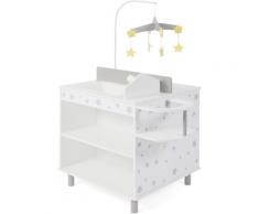 CHIC2000 Puppenwickeltisch Stars grey, mit Hochstuhl, Kleiderschrank, Waschbecken, Ablagefächern, Mobile und Bettwäsche weiß Kinder Ab 3-5 Jahren Altersempfehlung