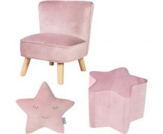 roba Kindersitzgruppe Lil Sofa, (Set, 3 tlg.), bestehend aus Kindersessel, Kinderhocker und Dekokissen in Sternform rosa Kinder Kindermöbel Möbel sofort lieferbar