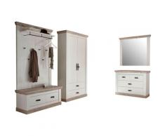 Home affaire Garderoben-Set Florenz, (4 St.), bestehend aus 1 Bank, Paneel, Kommode, Spiegel und Stauraumschrank weiß Garderoben Möbel mit Aufbauservice