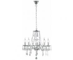 TRIO Leuchten Kronleuchter Baroque, E14, Hängeleuchte, Pendellampe, Pendelleuchte, Leuchtmittel tauschbar silberfarben Deckenleuchten SOFORT LIEFERBARE Lampen
