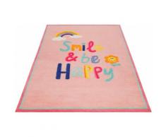 SMART KIDS Kinderteppich Happy me, rechteckig, 9 mm Höhe, Regenbogen Blume, Konturenschnitt rosa Kinder Kinderzimmerteppiche Teppiche nach Räumen
