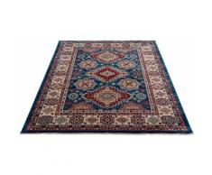 Sehrazat Läufer Ornament 1354, rechteckig, 10 mm Höhe, Kurzflor, Orient-Optik, mit Fransen blau Teppichläufer Bettumrandungen Teppiche